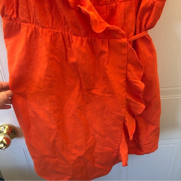 SHOWPO Aganda Strappy Frill Detail Wrap Mini Dress in Oxy Fire. (Size 14) - Picture 6 of 15